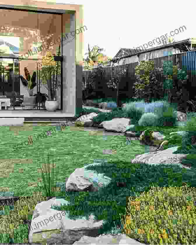 A Contemporary Landscape Design With Native Plants, Natural Stone, And A Rainwater Harvesting System. Landscape And Garden Design: Lessons From History