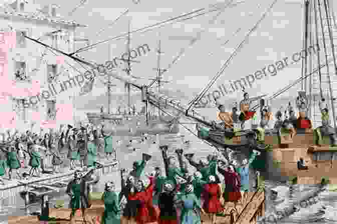 A Depiction Of The Boston Tea Party, Where American Colonists Boarded British Ships And Dumped Tea Into The Harbor In Protest Of British Taxation Igniting The American Revolution: 1773 1775