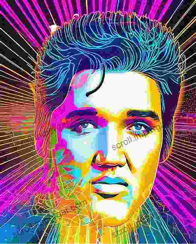 A Vibrant And Dynamic Depiction Of Elvis Presley By James Caterino, Capturing His Electrifying Stage Presence Pop Drawings James J Caterino