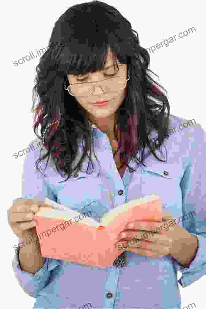 A Young Woman Wearing Glasses Smiles While Reading A Book. Four Eyes Framed: Memoirs Of A Geek In Glasses (Erin Remembers A Collection Of Personal Memoirs 16)