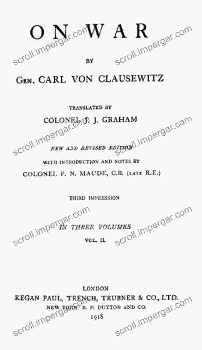 On War Volume 3 Cover: A Muted Green Cover With A Simplified Depiction Of A Battle Scene On War: All Volumes Carl Von Clausewitz